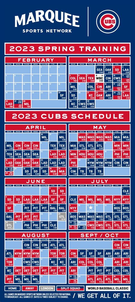 chicago cubs tv schedule 2023